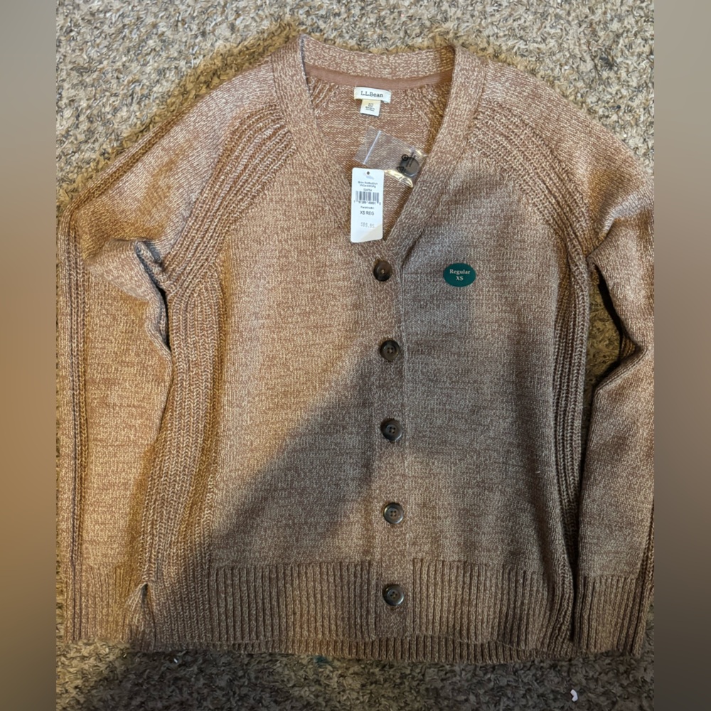 L.L. Bean Tan Knit Cardigan